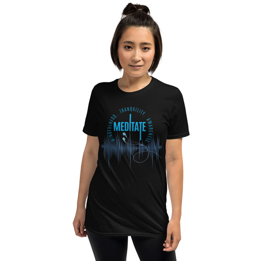 Only Love Today Meditate Earphones T-Shirt - Black