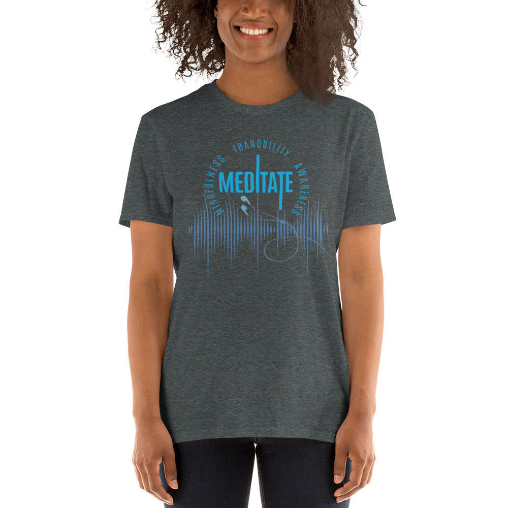 Only Love Today Meditate Earphones T-Shirt - Heather