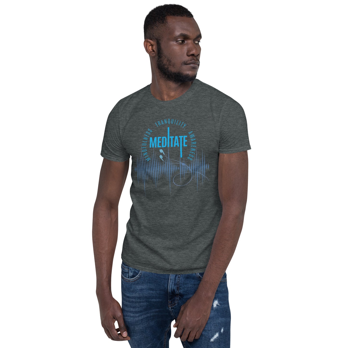 Only Love Today Meditate Earphones T-Shirt - Heather