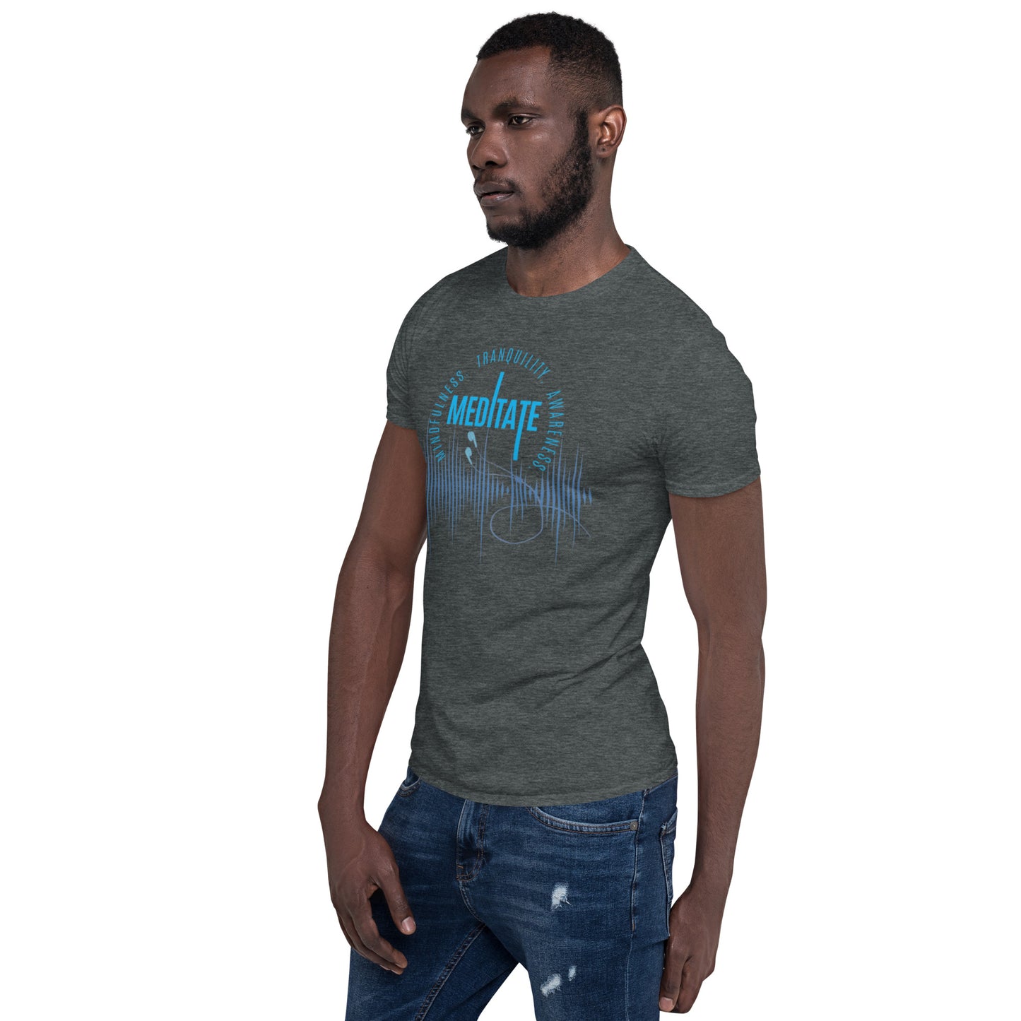 Only Love Today Meditate Earphones T-Shirt - Heather