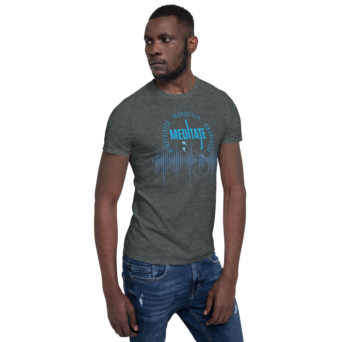Only Love Today Meditate Earphones T-Shirt - Heather